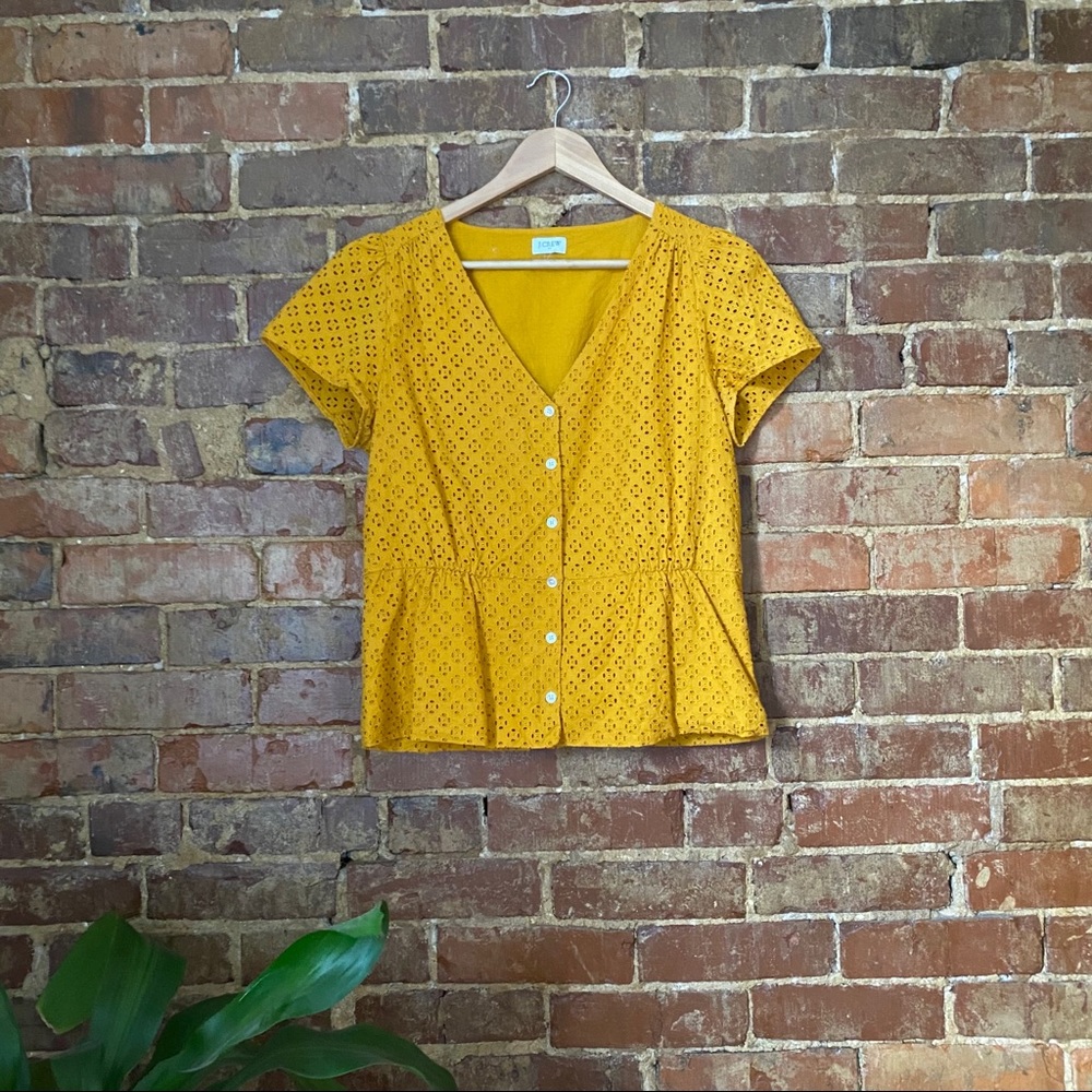 J. Crew Factory Mustard Yellow Eyelet Button Down
